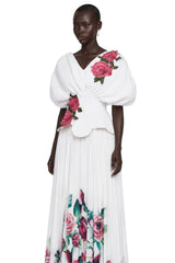 Pétale White Rose Appliqué Maxi Dress