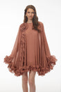 Philippa Terracotta Mini Dress with 3D Florals