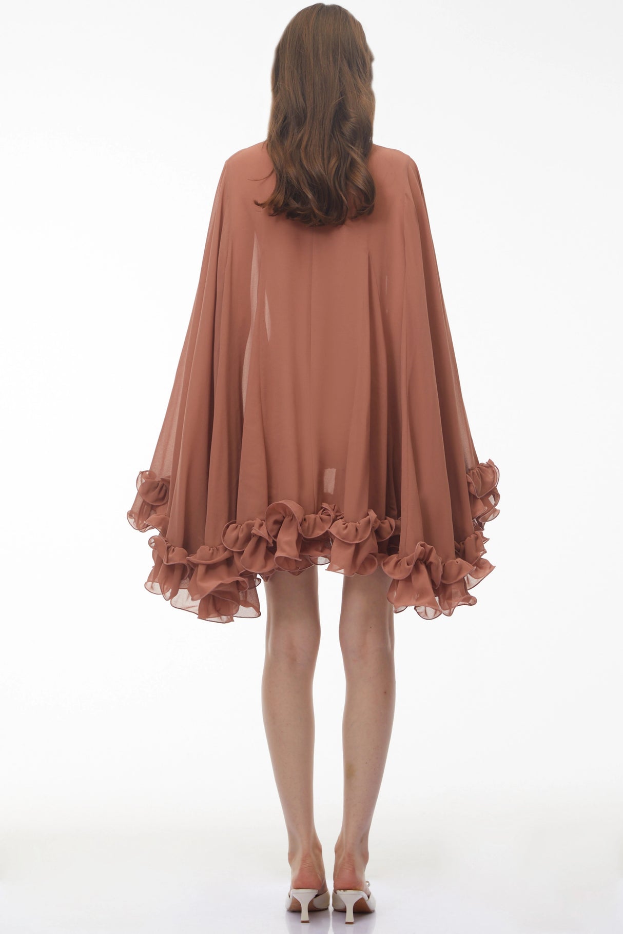 Philippa Terracotta Mini Dress with 3D Florals