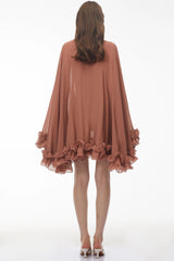 Philippa Terracotta Mini Dress with 3D Florals