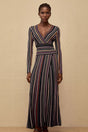 Phoebe Black Vertical Stripe Knit Maxi Dress