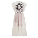 Phoebe White Jacquard Florallace Pleated Midi Dress