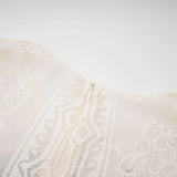 Phoebe White Jacquard Florallace Pleated Midi Dress