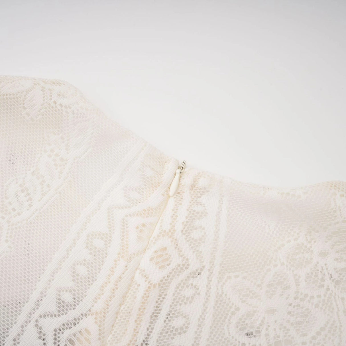 Phoebe White Jacquard Florallace Pleated Midi Dress