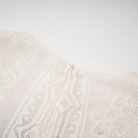 Chelsea Midi Dress White Jacquard Floral-lace Pleated