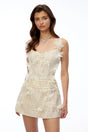 Phyllis Neutral Lace Mini Dress with 3D Florals