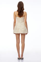 Phyllis Neutral Lace Mini Dress with 3D Florals