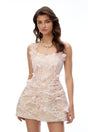 Phyllis Pink Lace Mini Dress with 3D Florals