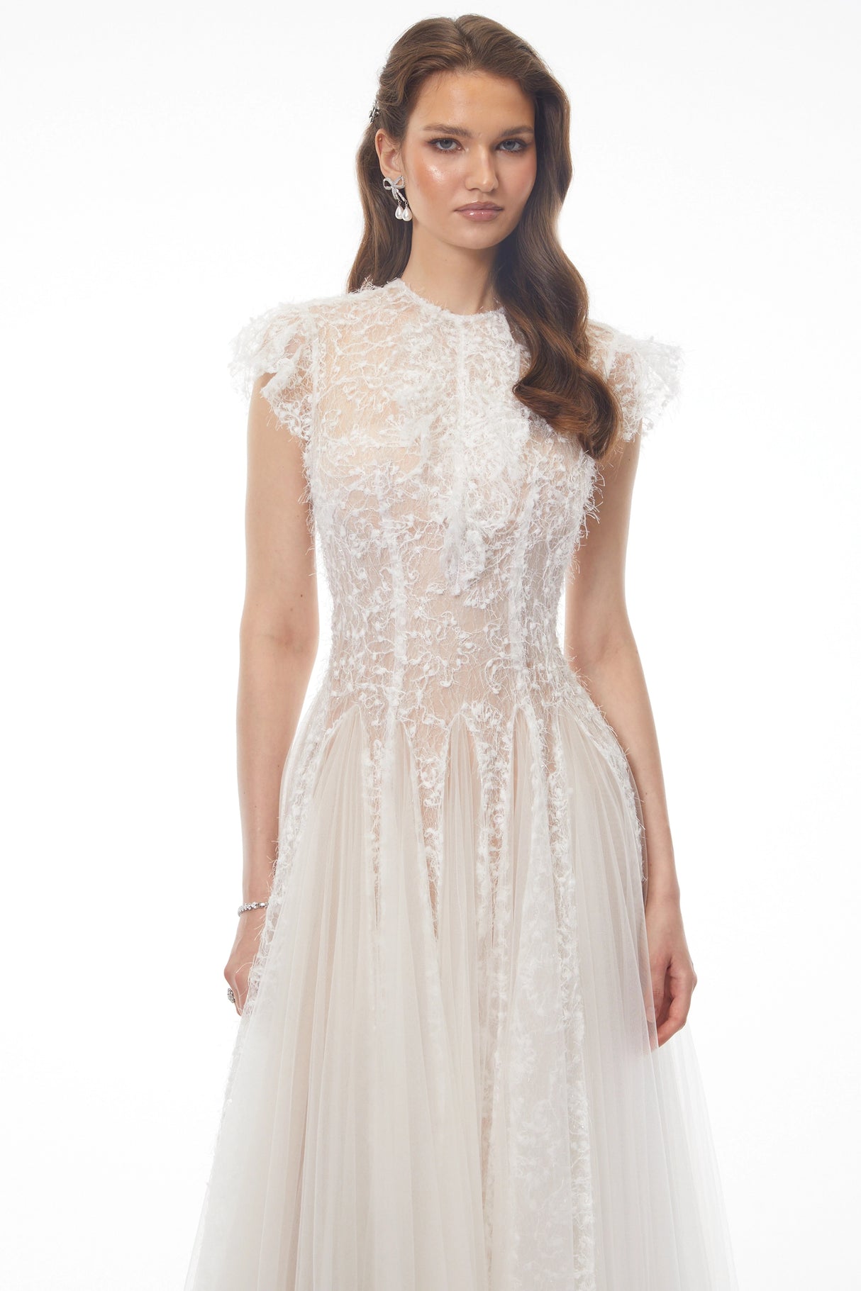 Pia White Floral Embroidered Midi Dress