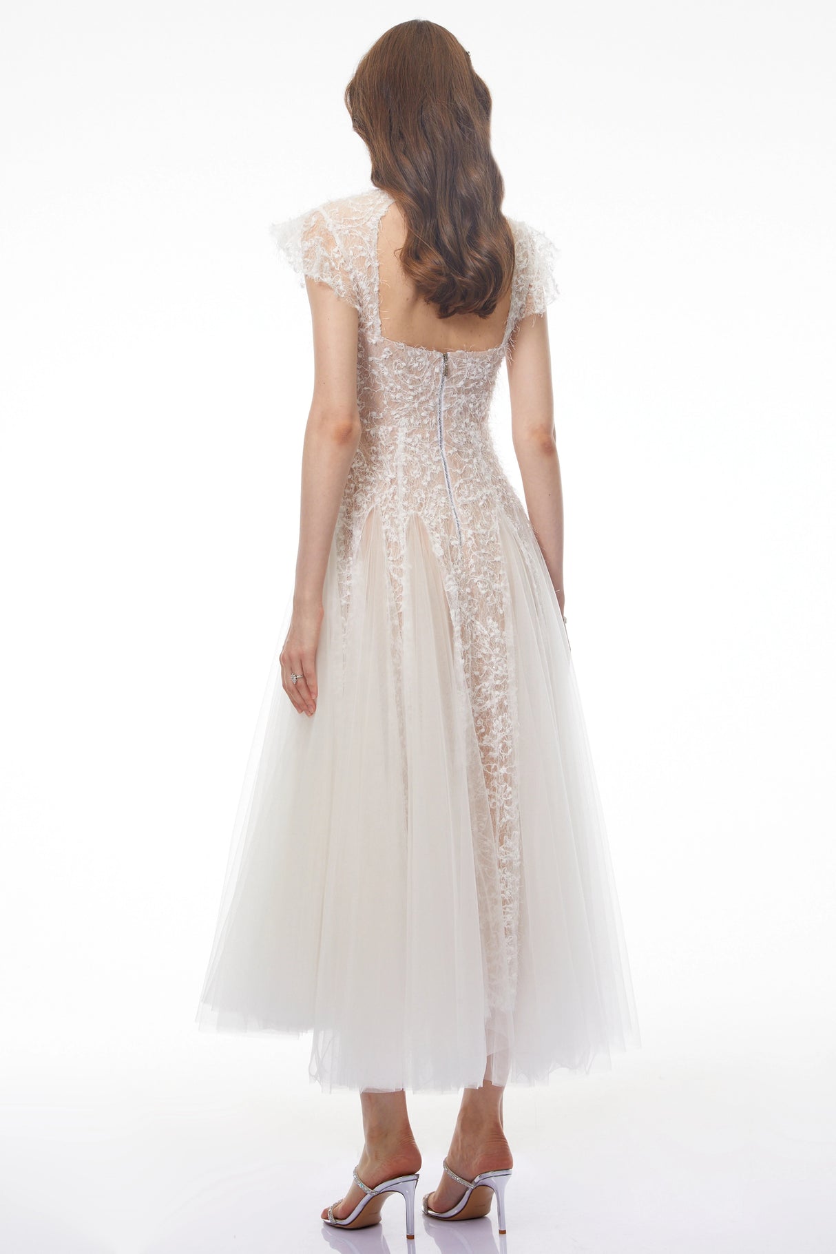 Pia White Floral Embroidered Midi Dress