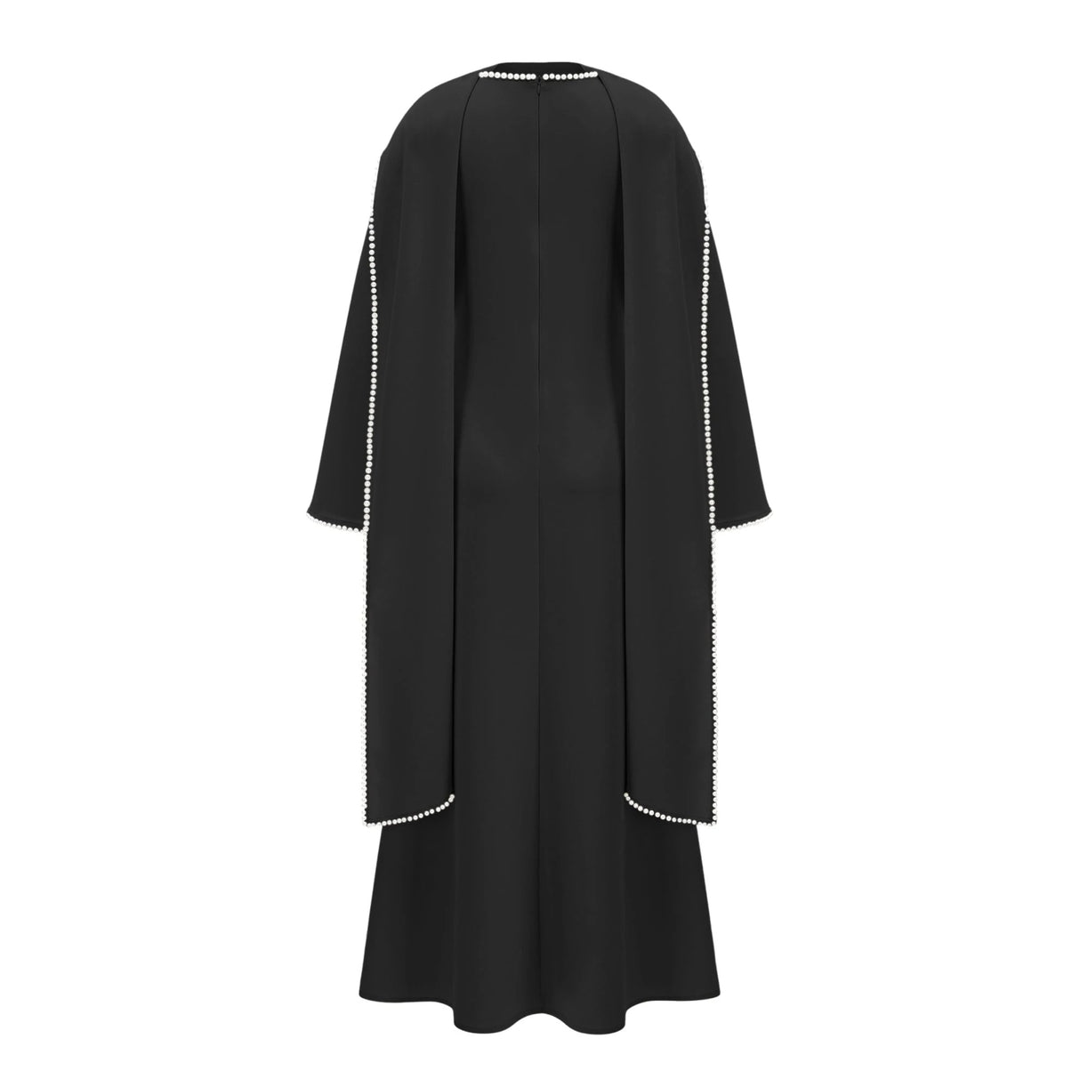 Piroska Black Pearl Trim Shawl Detail Maxi Dress