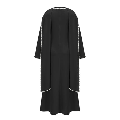 Ninfa Maxi Dress Black Pearl Trim Shawl Detail