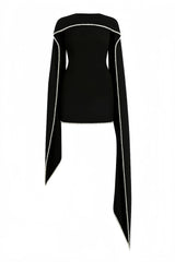 Piroska Black Sleeveless Pearl Trim Mini Dress