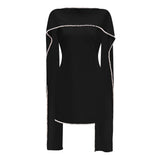 Piroska Black Sleeveless Pearl Trim Mini Dress
