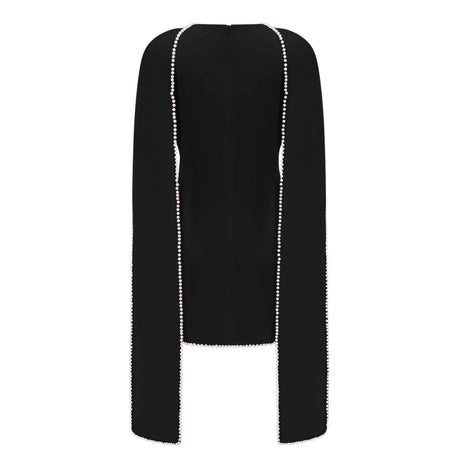 Anita Mini Dress Black Sleeveless Pearl Trim