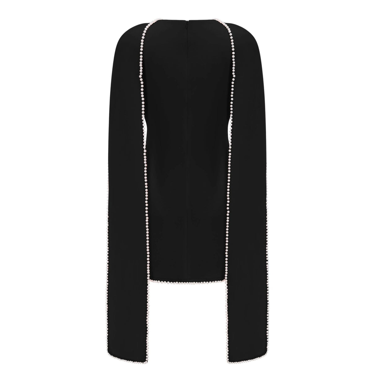 Piroska Black Sleeveless Pearl Trim Mini Dress