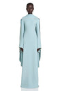 Piroska Blue Pearl Trim Shawl Detail Maxi Dress