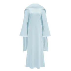 Piroska Blue Pearl Trim Shawl Detail Maxi Dress