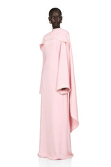 Piroska Pink Pearl Trim Shawl Detail Maxi Dress