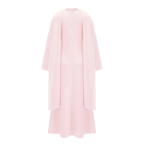 Laney Maxi Dress Pink Pearl Trim Shawl Detail