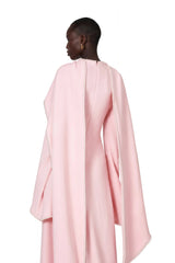 Piroska Pink Pearl Trim Shawl Detail Maxi Dress
