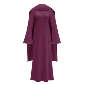 Piroska Purple Pearl Trim Shawl Detail Maxi Dress