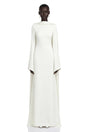 Piroska White Pearl Trim Shawl Detail Maxi Dress