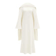 Piroska White Pearl Trim Shawl Detail Maxi Dress