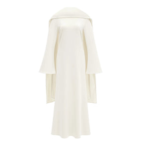 Piroska White Pearl Trim Shawl Detail Maxi Dress