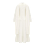Piroska White Pearl Trim Shawl Detail Maxi Dress