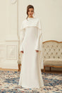 Piroska White Pearl Trim Shawl Detail Maxi Dress