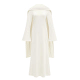 Piroska White Pearl Trim Shawl Detail Maxi Dress