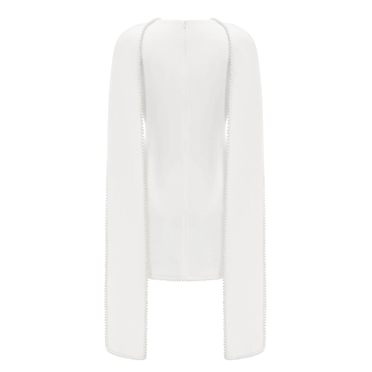 Piroska White Sleeveless Pearl Trim Mini Dress