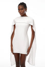 Piroska White Sleeveless Pearl Trim Mini Dress