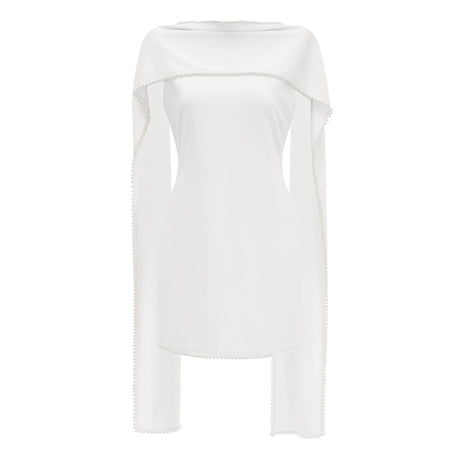 Clarissa Mini Dress White Sleeveless Pearl Trim