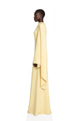 Piroska Yellow Pearl Trim Shawl Detail Maxi Dress