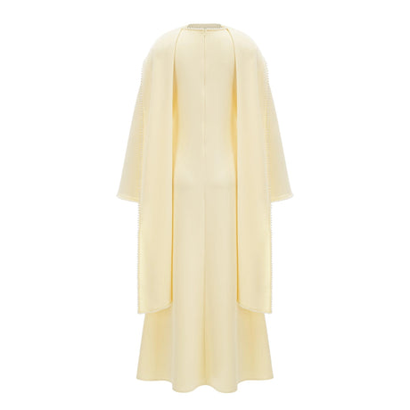 Myla Maxi Dress Yellow Pearl Trim Shawl Detail
