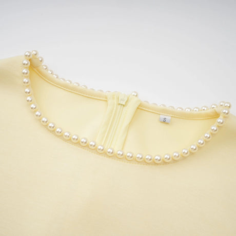 Marina Maxi Dress Yellow Pearl Trim Shawl Detail