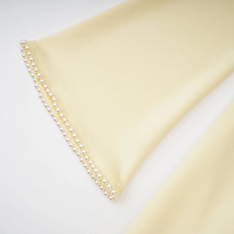 Piroska Yellow Pearl Trim Shawl Detail Maxi Dress