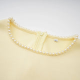 Piroska Yellow Pearl Trim Shawl Detail Maxi Dress