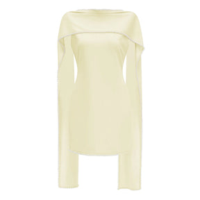 Piroska Yellow Sleeveless Pearl Trim Mini Dress