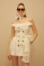 Polliana White Double Breasted Organza Mini Dress