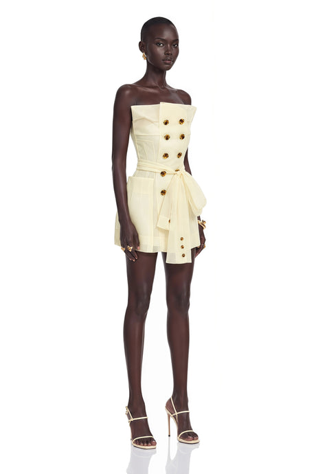 Allison Mini Dress White Double Breasted Organza