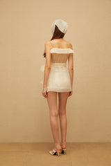 Polliana White Double Breasted Organza Mini Dress