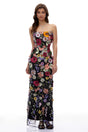 Poppy Black Strapless Maxi Dress with 3D Florals