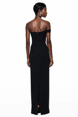 Priscila Black One Shoulder Color Block Maxi Dress