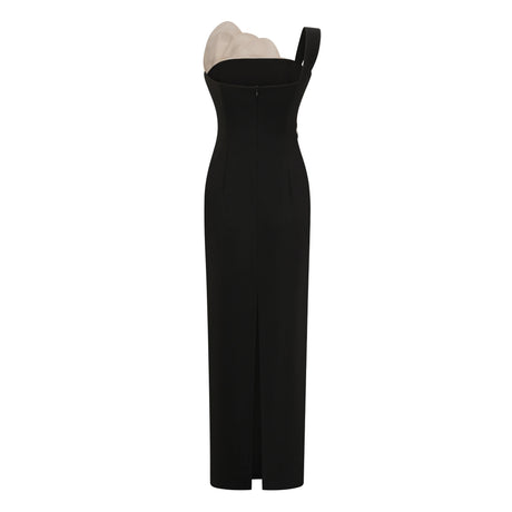 Fiorenza Maxi Dress Black One Shoulder Color Block