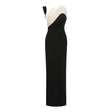 Priscila Black One Shoulder Color Block Maxi Dress