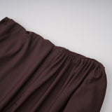 Prune Brown Night Out Asymmetrical Ruched Midi Dress
