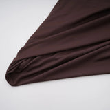 Prune Brown Night Out Asymmetrical Ruched Midi Dress